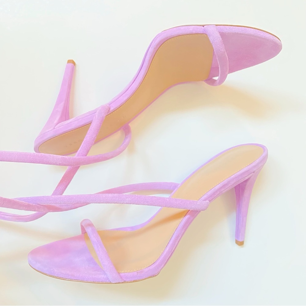 VERONICA BEARD MARCELINE purple Suede Crisscross ankle wrap strappy Sandal heels - Picture 7 of 16